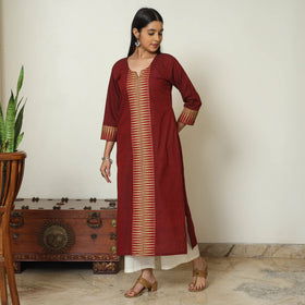Maroon - Dharwad Cotton Straight Kurta 05