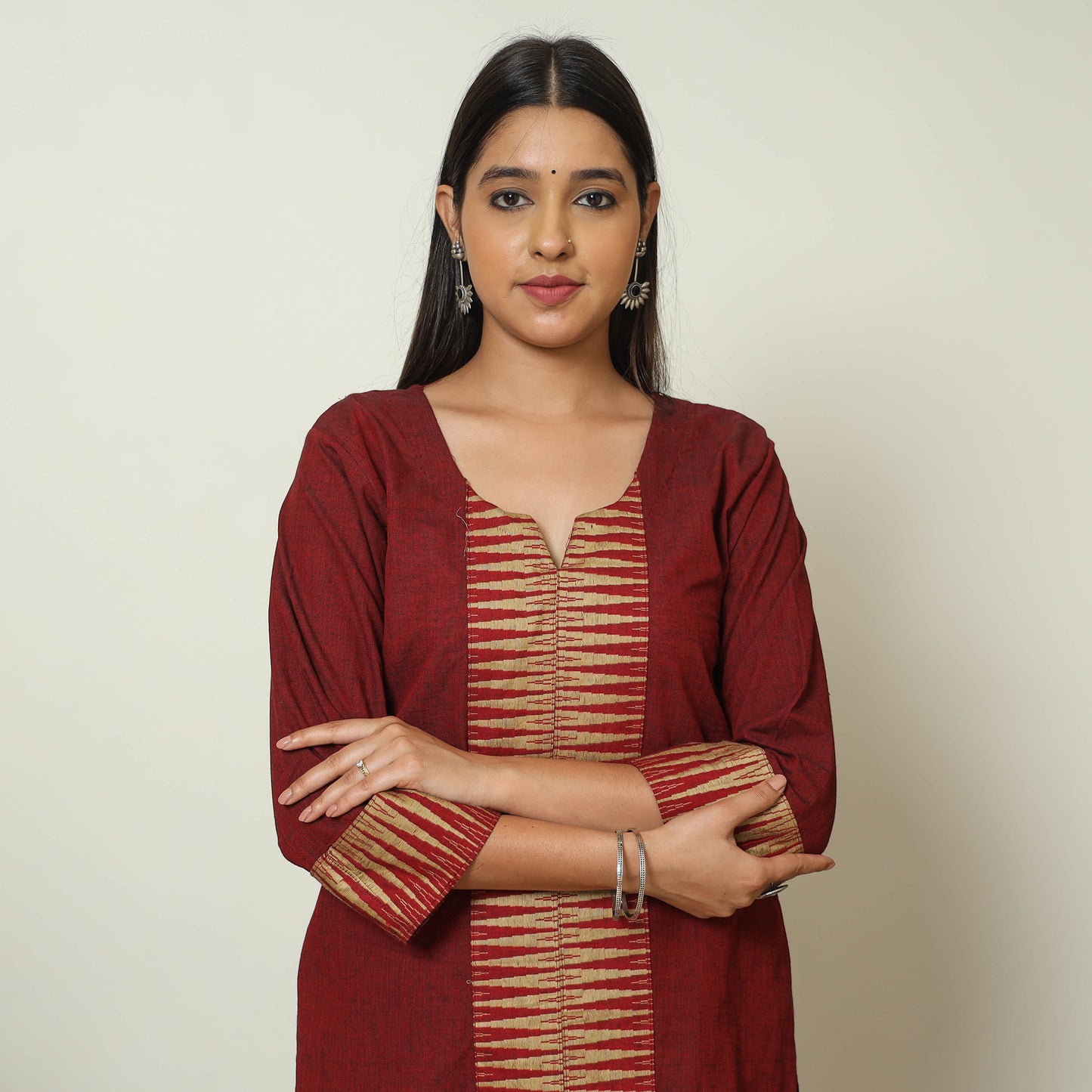 Maroon - Dharwad Cotton Straight Kurta 05