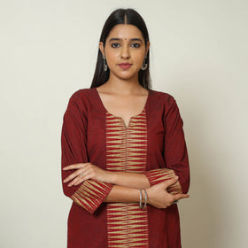 Maroon - Dharwad Cotton Straight Kurta 05