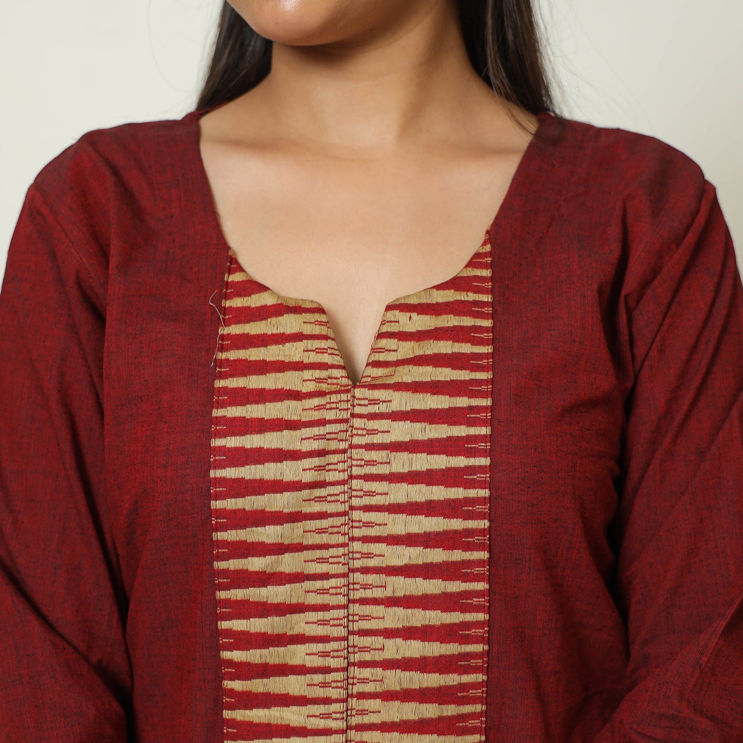 Maroon - Dharwad Cotton Straight Kurta 05
