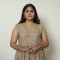 Beige - Pedana Kalamkari Block Printed Cotton Tiered Dress 15