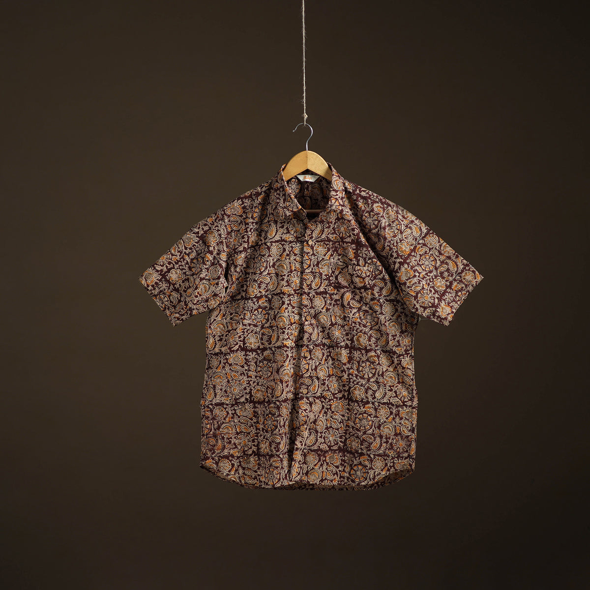 Men Half Sleeve Pedana Kalamkari Block Print Cotton Shirt 11