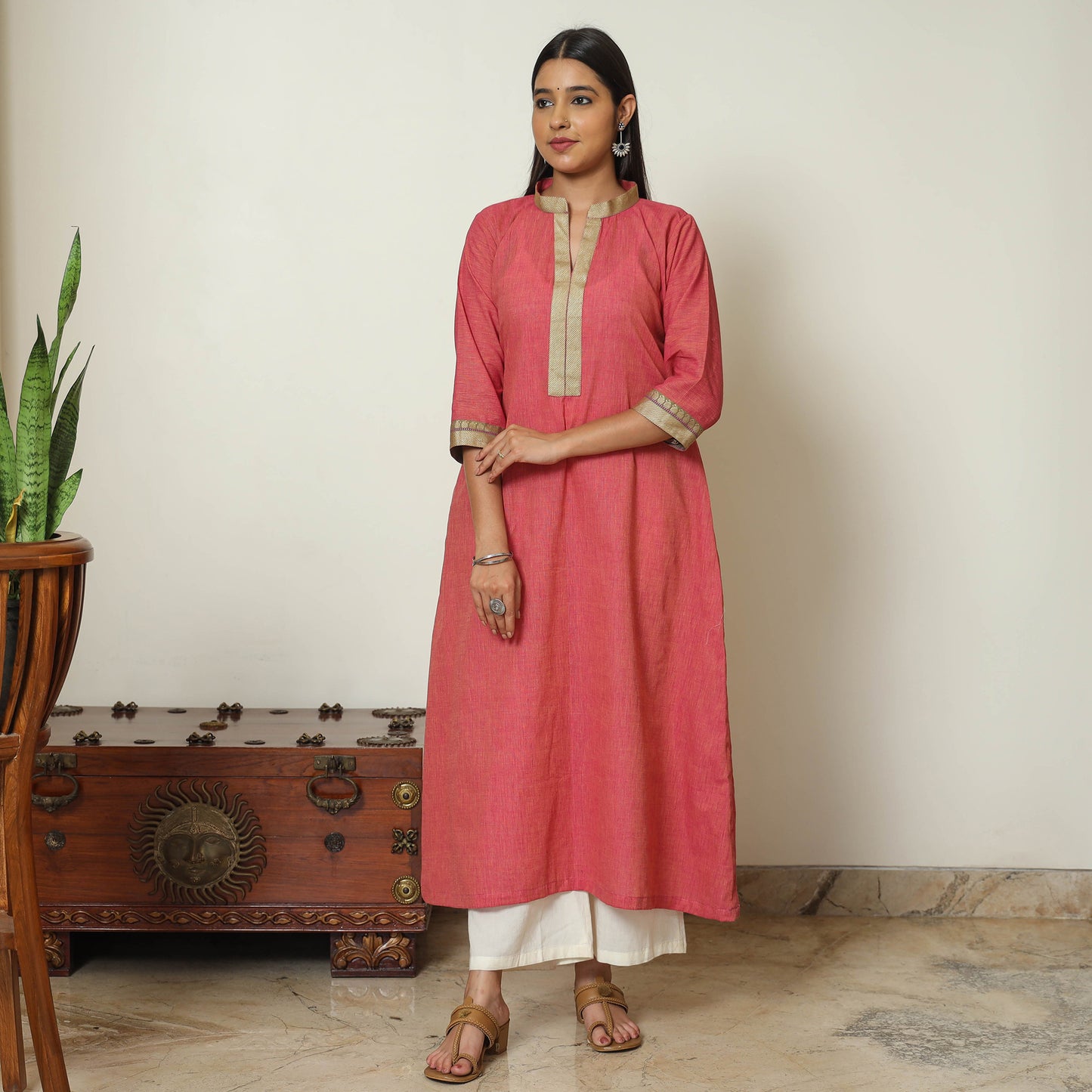 Pink - Dharwad Cotton A-Line Kurta 13