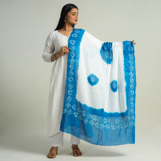 Blue - Kutch Bandhani Tie-Dye Cotton Dupatta 07
