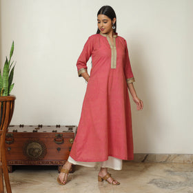 Pink - Dharwad Cotton A-Line Kurta 13