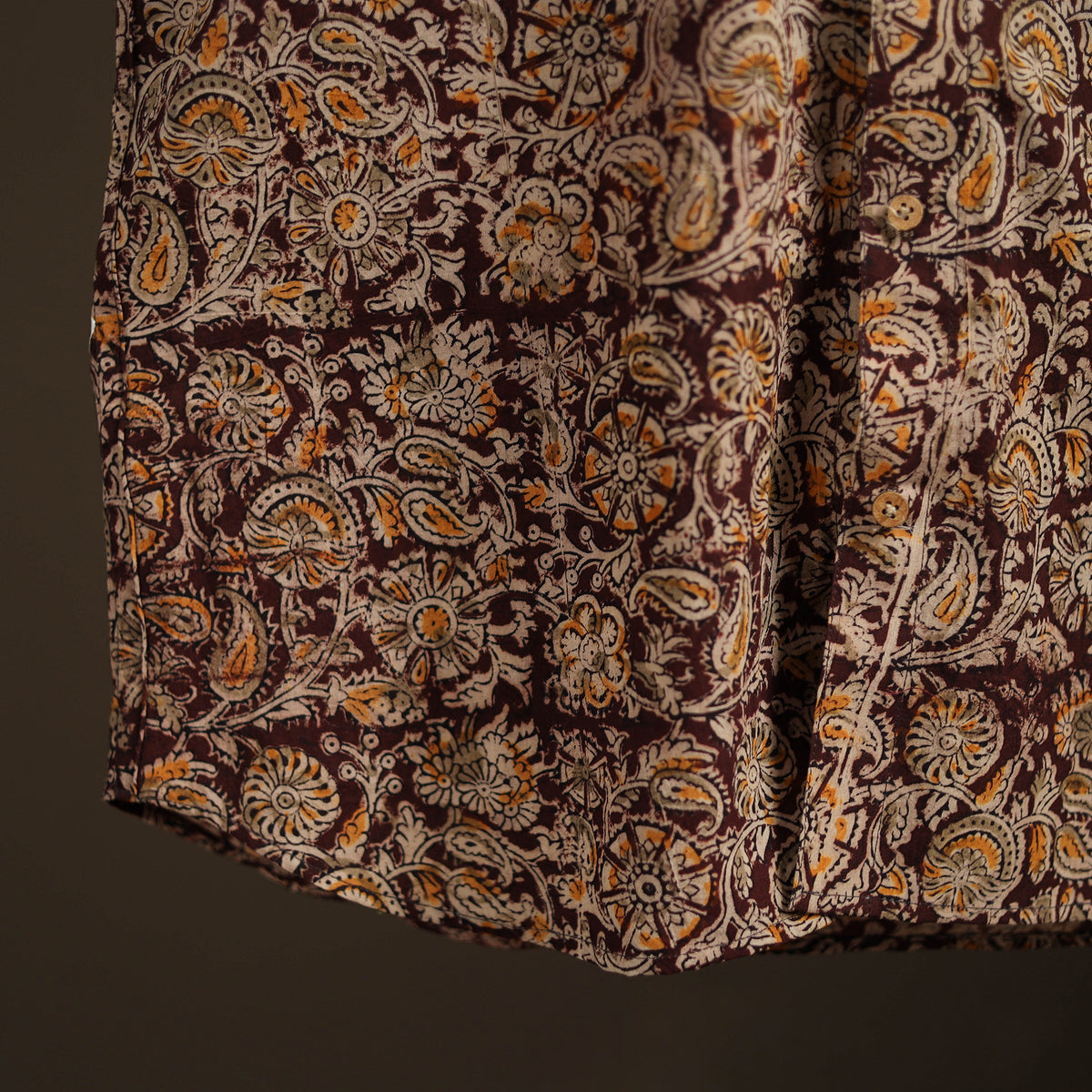 Men Half Sleeve Pedana Kalamkari Block Print Cotton Shirt 11