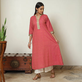 Pink - Dharwad Cotton A-Line Kurta 13