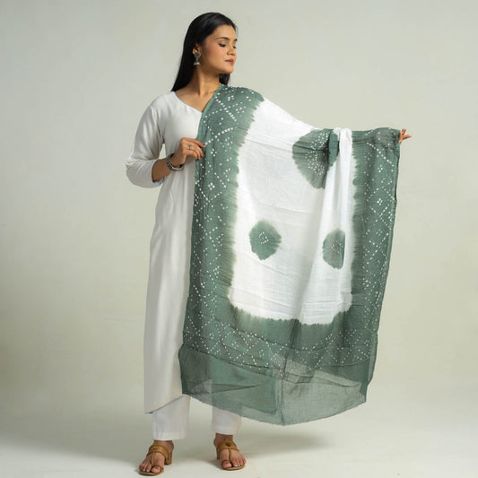 Green - Kutch Bandhani Tie-Dye Cotton Dupatta 03