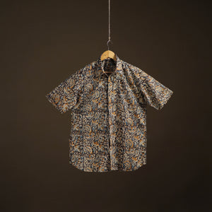 Men Half Sleeve Pedana Kalamkari Block Print Cotton Shirt 12
