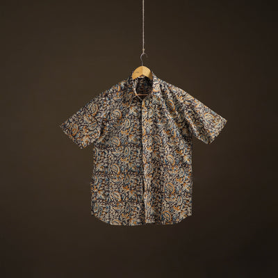 Men Half Sleeve Pedana Kalamkari Block Print Cotton Shirt 12