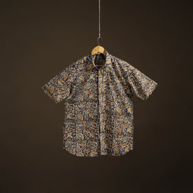 Men Half Sleeve Pedana Kalamkari Block Print Cotton Shirt 12