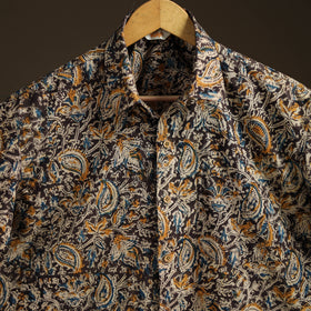 Men Half Sleeve Pedana Kalamkari Block Print Cotton Shirt 12