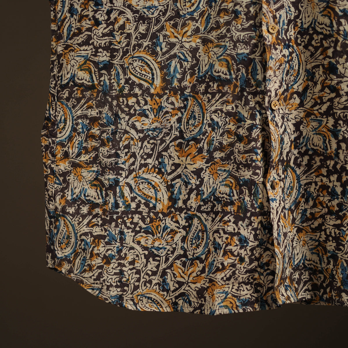 Men Half Sleeve Pedana Kalamkari Block Print Cotton Shirt 12