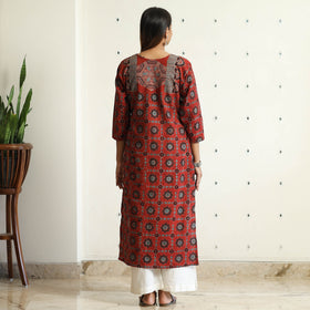 Ajrakh Block Printed Cotton Straight Kurta for Women