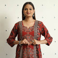 Ajrakh Block Printed Cotton Straight Kurta for Women