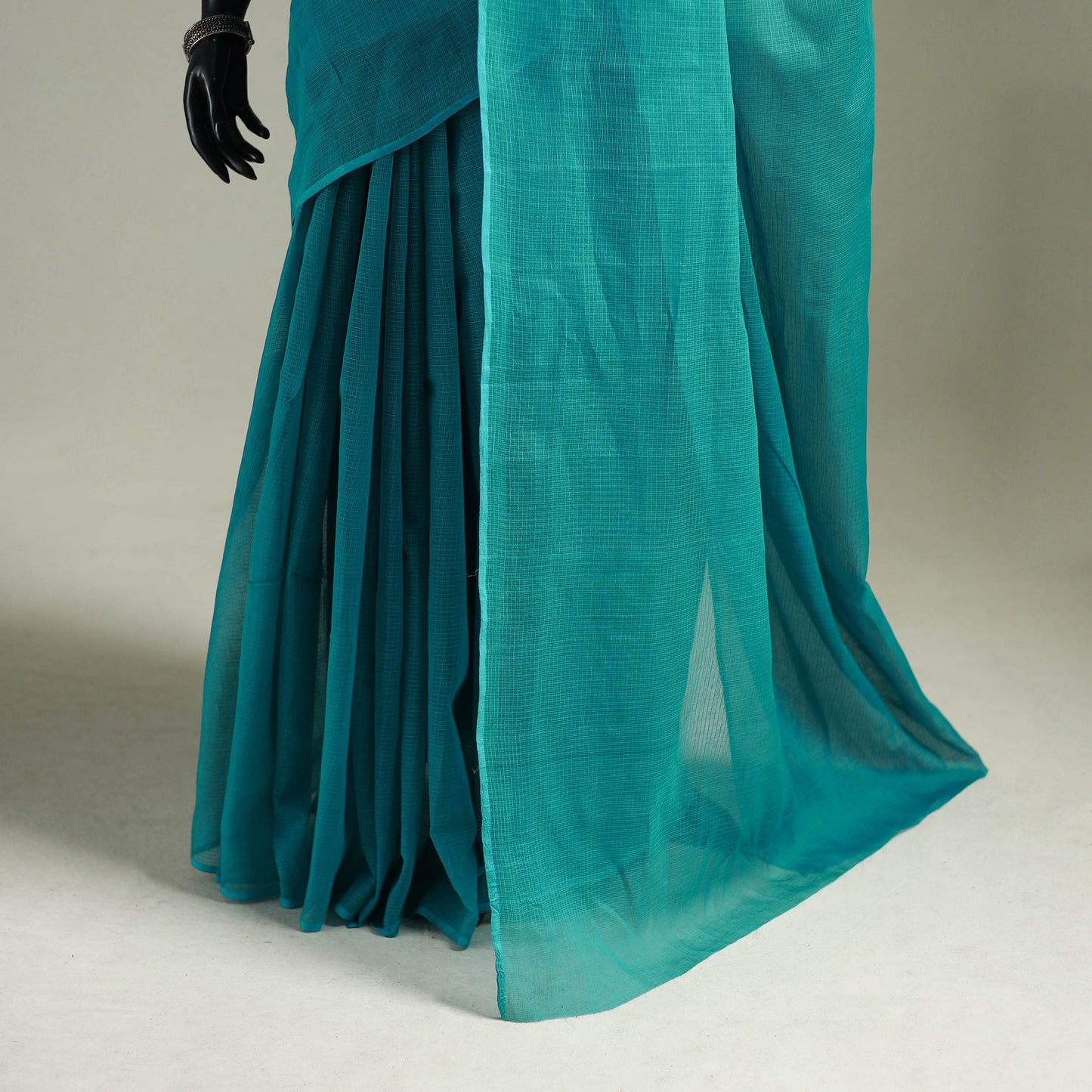 Green - Nazaakat Kota Doria Cotton Plain Saree with Blouse & Jewellery Set 152