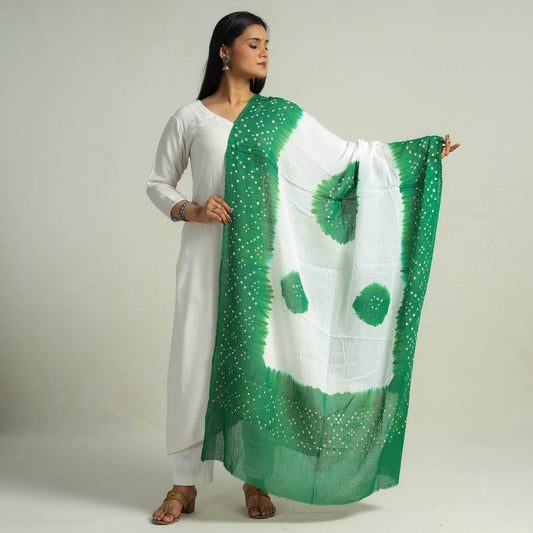 Green - Kutch Bandhani Tie-Dye Cotton Dupatta 05