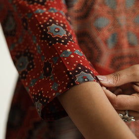 Ajrakh Block Printed Cotton Straight Kurta for Women