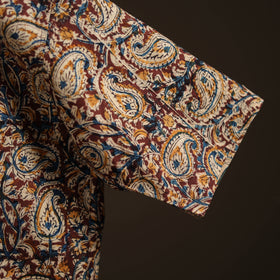 Men Half Sleeve Pedana Kalamkari Block Print Cotton Shirt 13