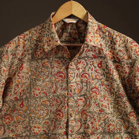 Men Half Sleeve Pedana Kalamkari Block Print Cotton Shirt 15