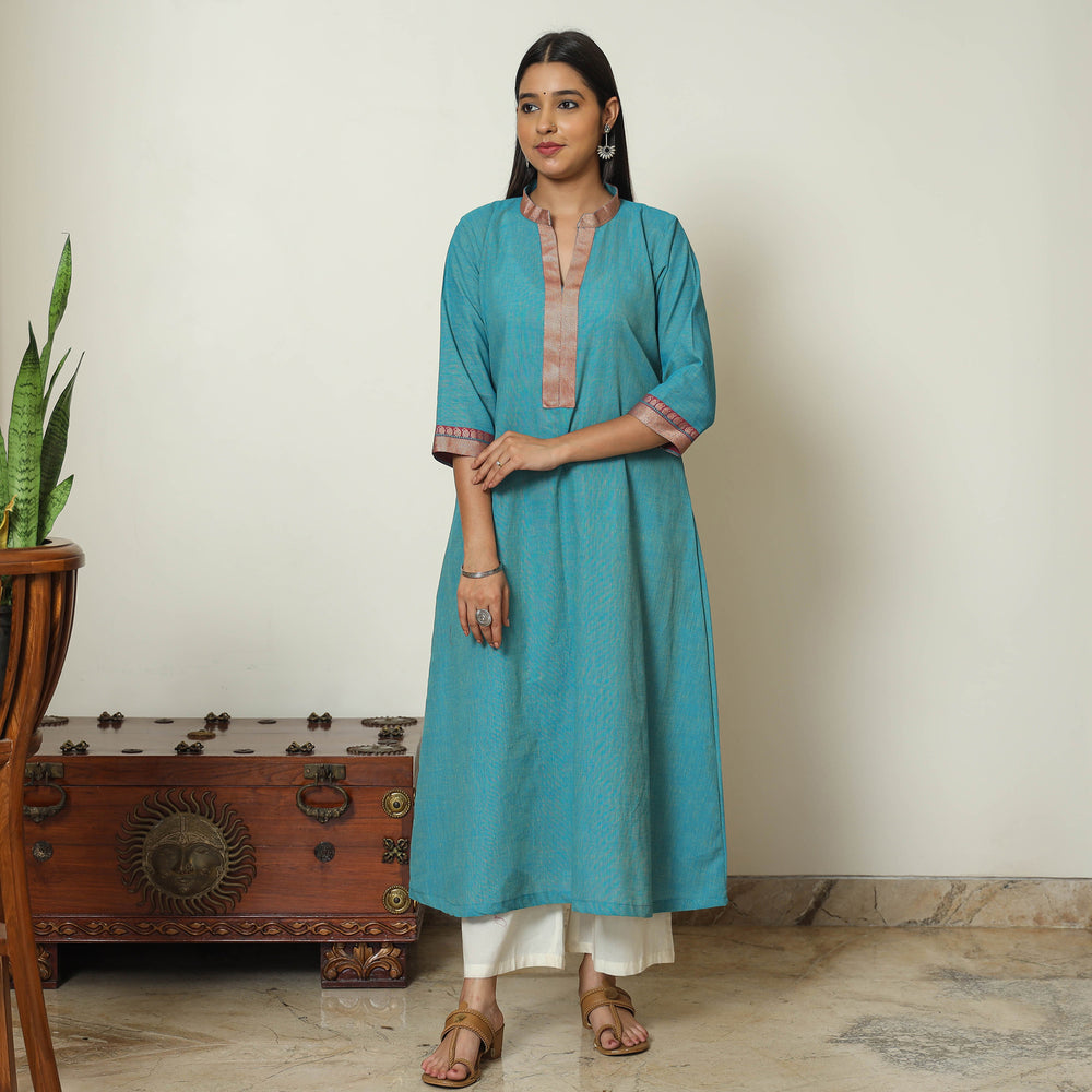 Blue - Dharwad Cotton A-Line Kurta 11