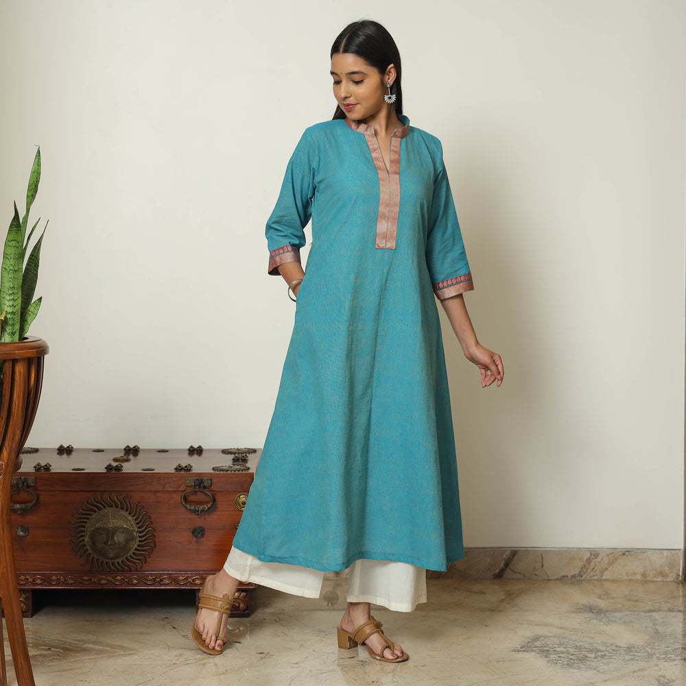 Blue - Dharwad Cotton A-Line Kurta 11