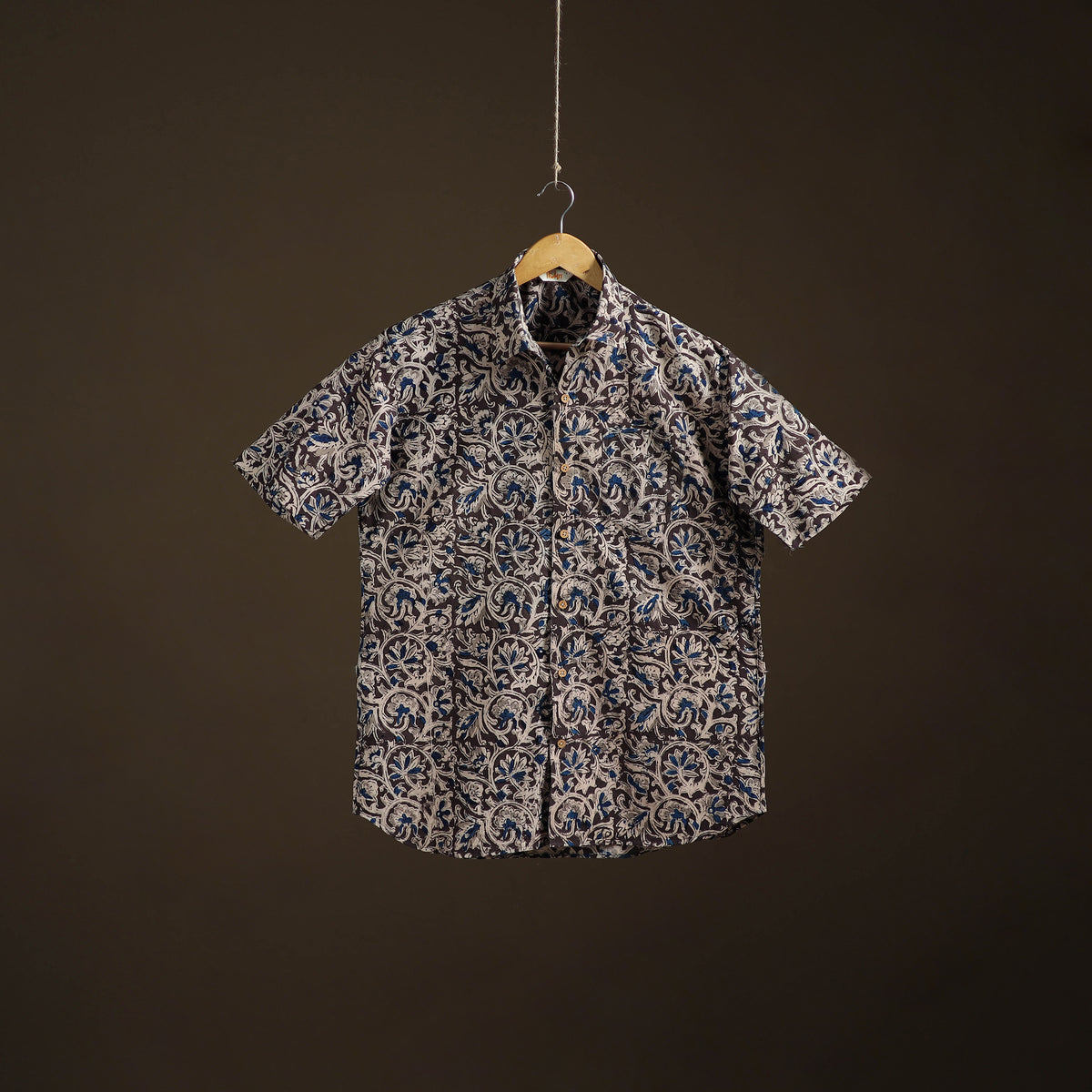 Men Half Sleeve Pedana Kalamkari Block Print Cotton Shirt 16