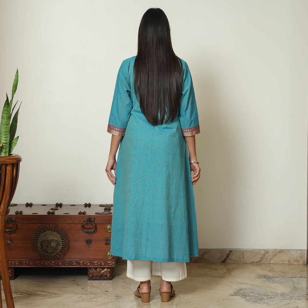 Blue - Dharwad Cotton A-Line Kurta 11