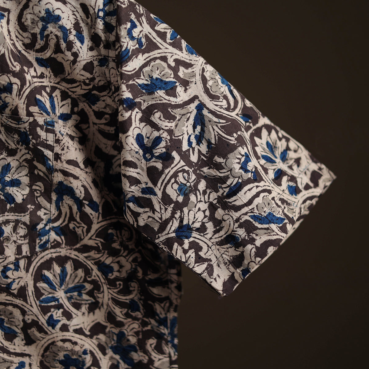 Men Half Sleeve Pedana Kalamkari Block Print Cotton Shirt 16