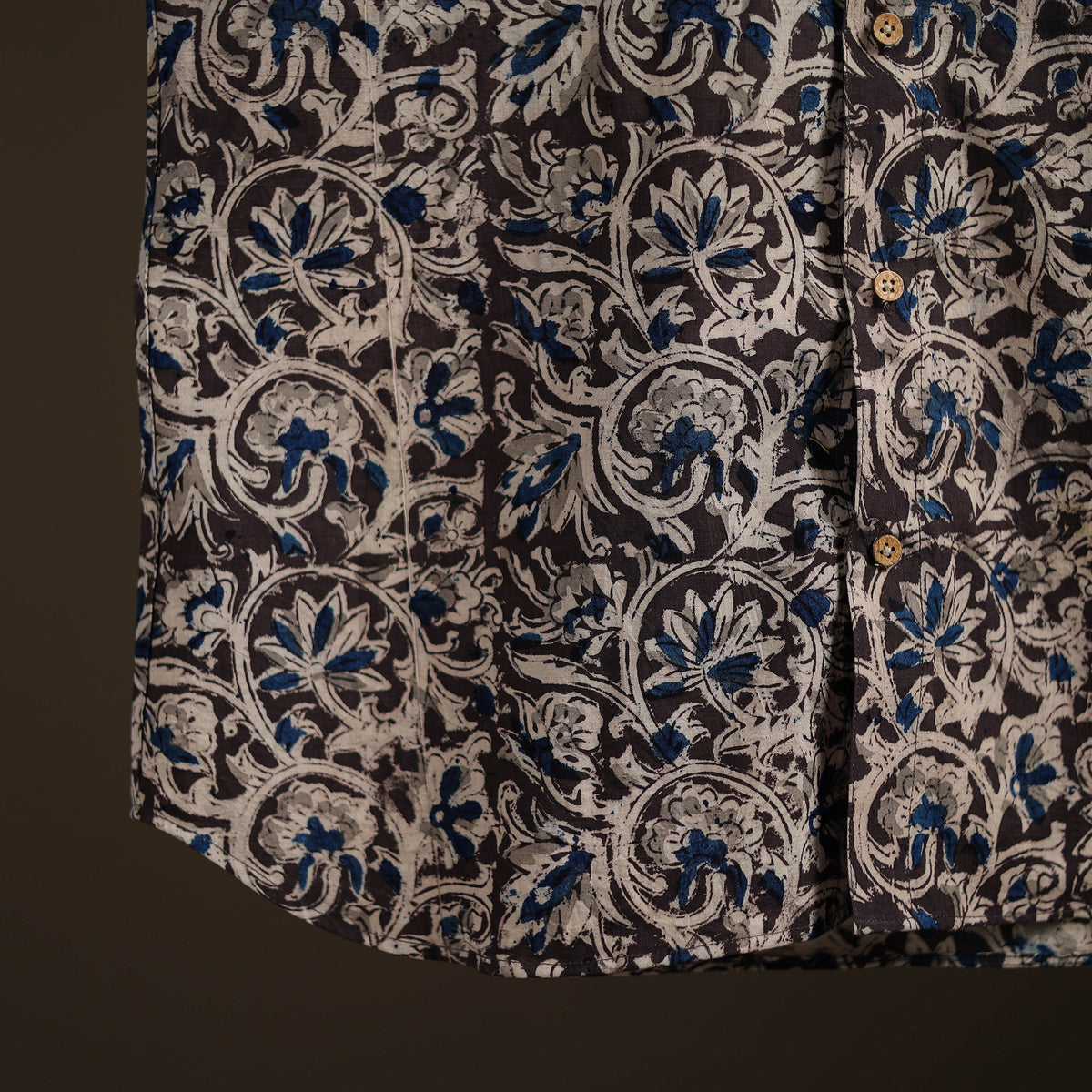 Men Half Sleeve Pedana Kalamkari Block Print Cotton Shirt 16