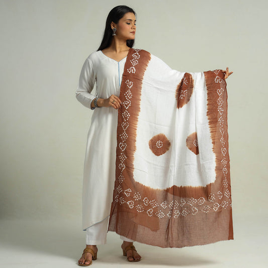 Brown - Kutch Bandhani Tie-Dye Cotton Dupatta 10