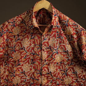 Men Half Sleeve Pedana Kalamkari Block Print Cotton Shirt 10
