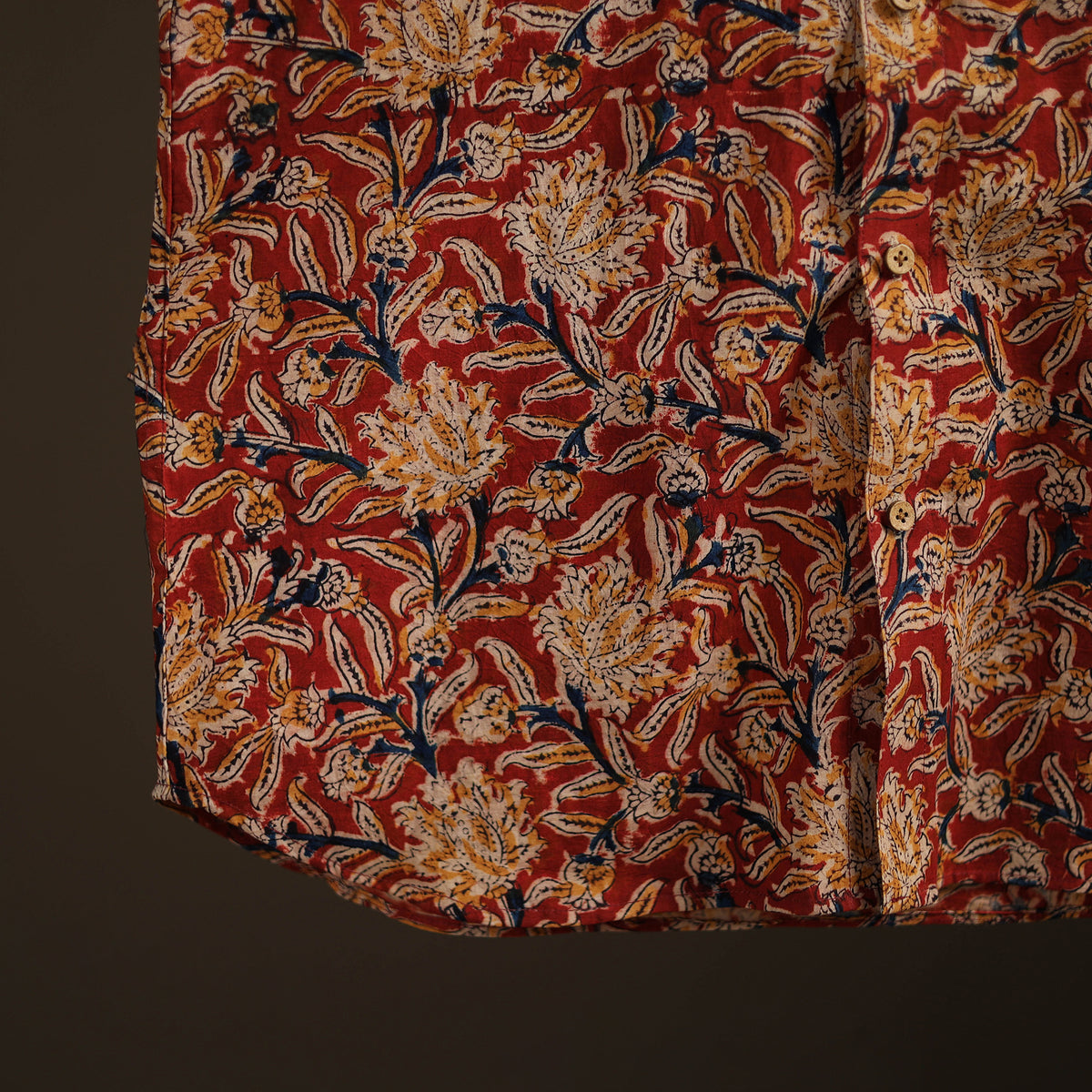 Men Half Sleeve Pedana Kalamkari Block Print Cotton Shirt 10