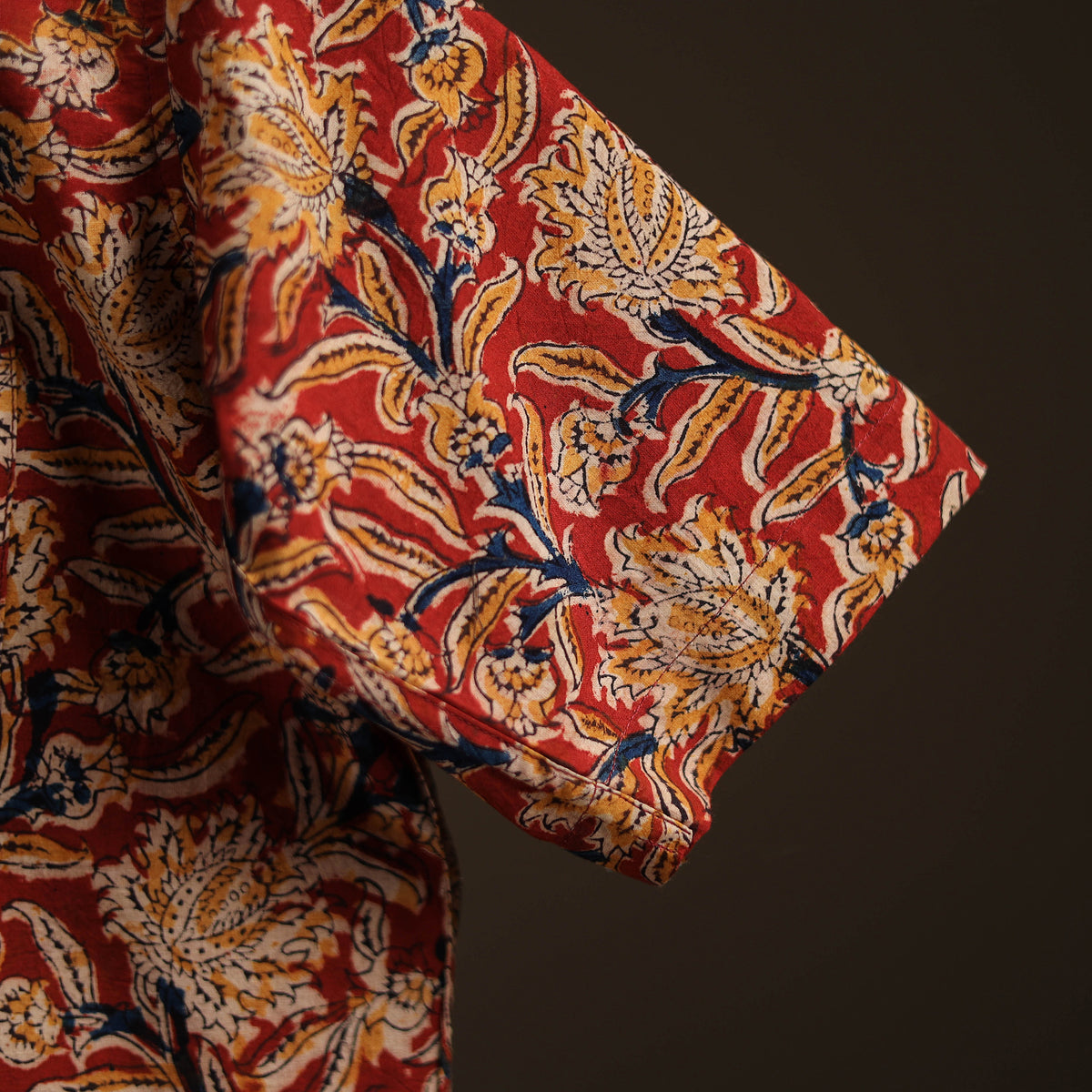 Men Half Sleeve Pedana Kalamkari Block Print Cotton Shirt 10