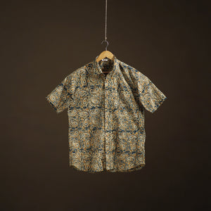 Men Half Sleeve Pedana Kalamkari Block Print Cotton Shirt 08