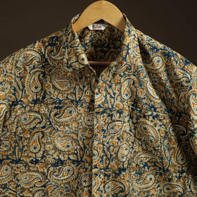 Men Half Sleeve Pedana Kalamkari Block Print Cotton Shirt 08