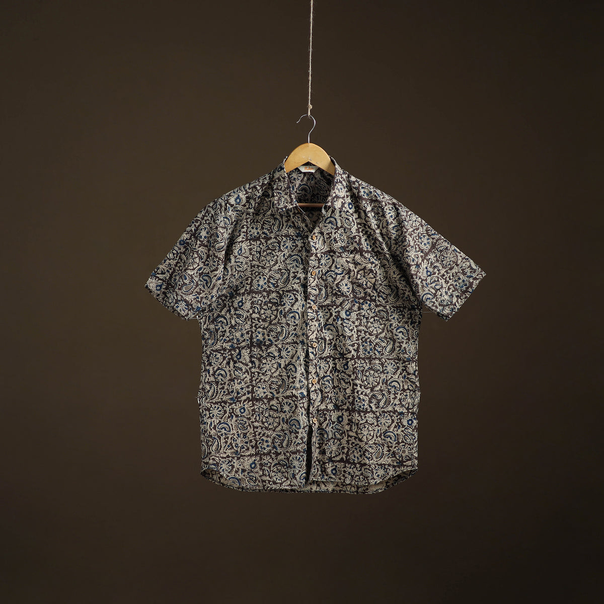 Men Half Sleeve Pedana Kalamkari Block Print Cotton Shirt 14