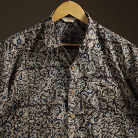 Men Half Sleeve Pedana Kalamkari Block Print Cotton Shirt 14
