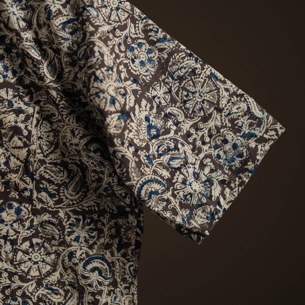 Men Half Sleeve Pedana Kalamkari Block Print Cotton Shirt 14