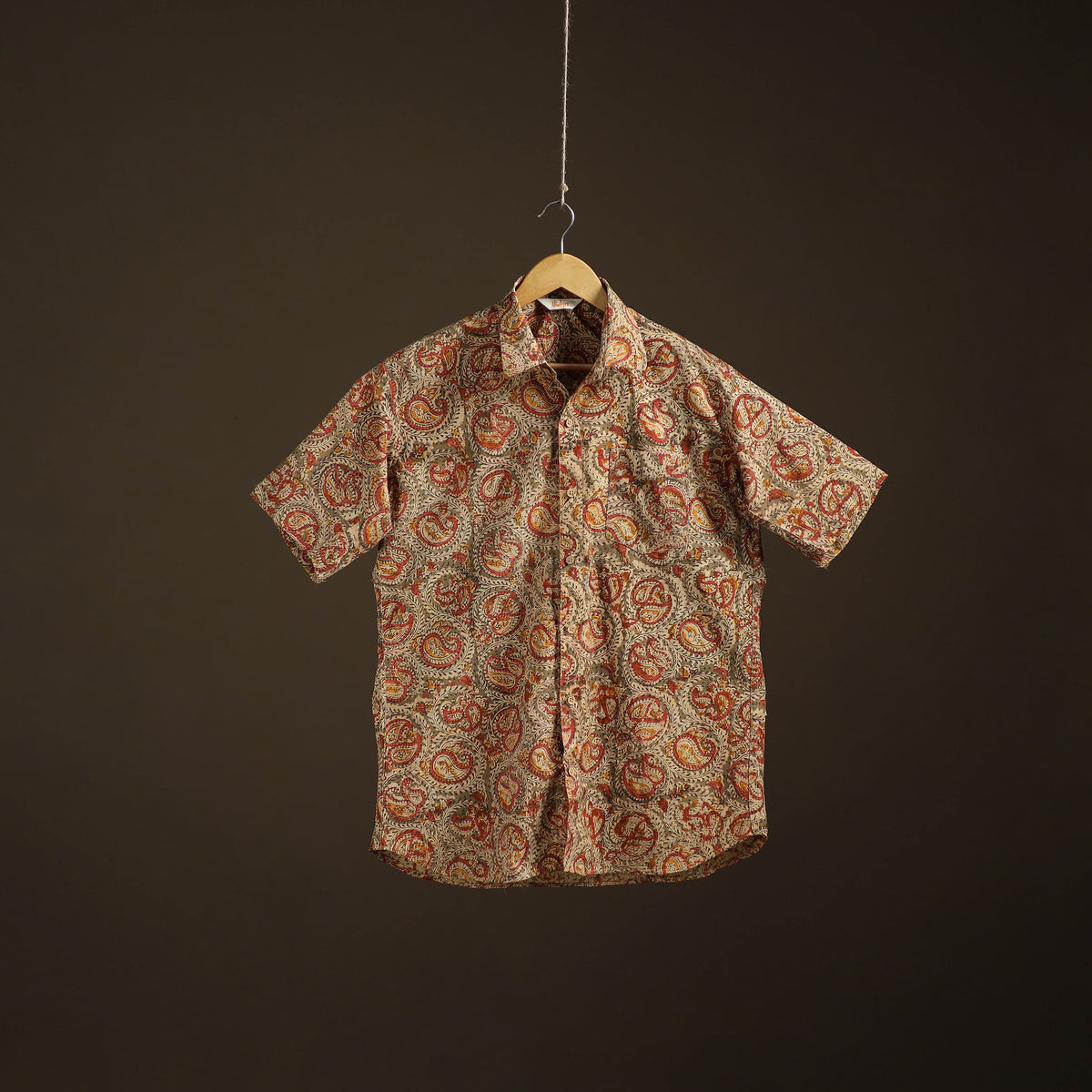 Men Half Sleeve Pedana Kalamkari Block Print Cotton Shirt 01