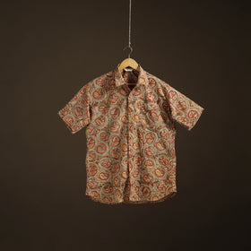 Men Half Sleeve Pedana Kalamkari Block Print Cotton Shirt 01