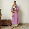 Purple - Dharwad Cotton A-Line Kurta with Patchwork 08
