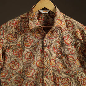 Men Half Sleeve Pedana Kalamkari Block Print Cotton Shirt 01