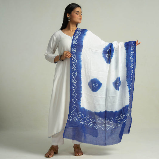 Blue - Kutch Bandhani Tie-Dye Cotton Dupatta 15
