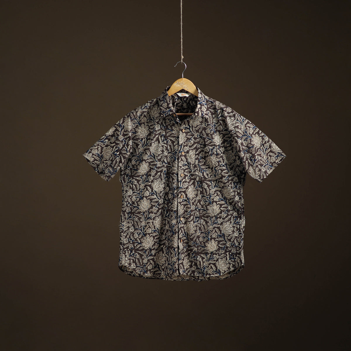 Men Half Sleeve Pedana Kalamkari Block Print Cotton Shirt 03
