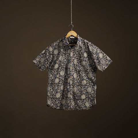 Men Half Sleeve Pedana Kalamkari Block Print Cotton Shirt 03