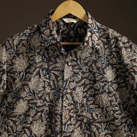 Men Half Sleeve Pedana Kalamkari Block Print Cotton Shirt 03