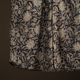 Men Half Sleeve Pedana Kalamkari Block Print Cotton Shirt 03