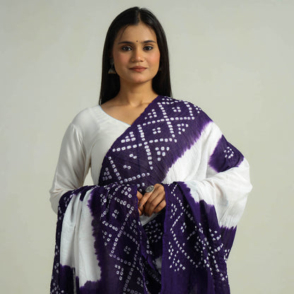 Purple - Kutch Bandhani Tie-Dye Cotton Dupatta 17