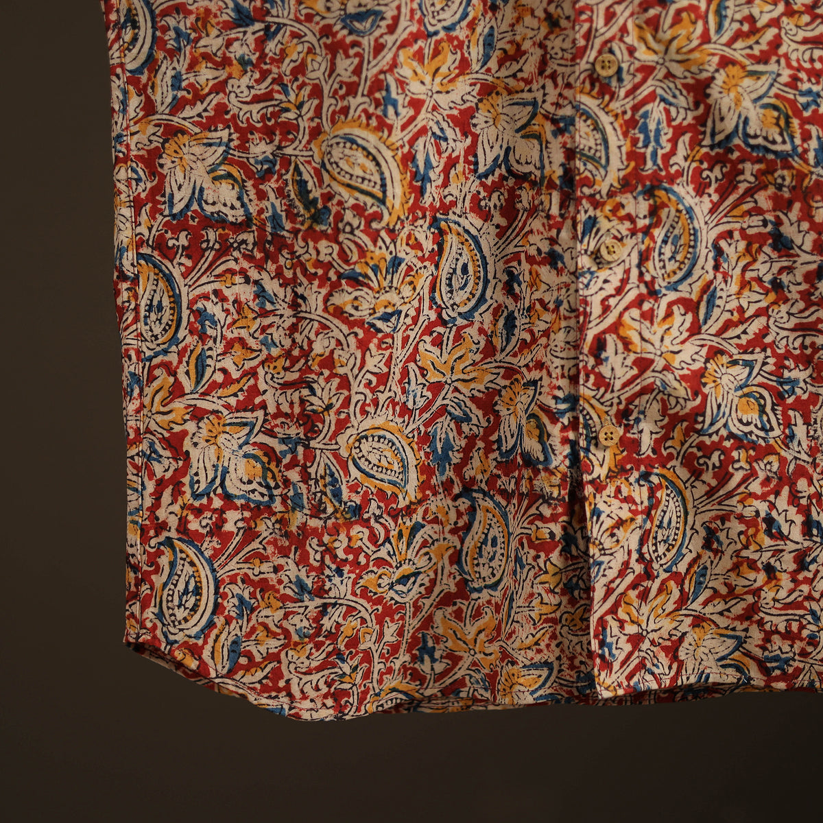 Men Half Sleeve Pedana Kalamkari Block Print Cotton Shirt 02